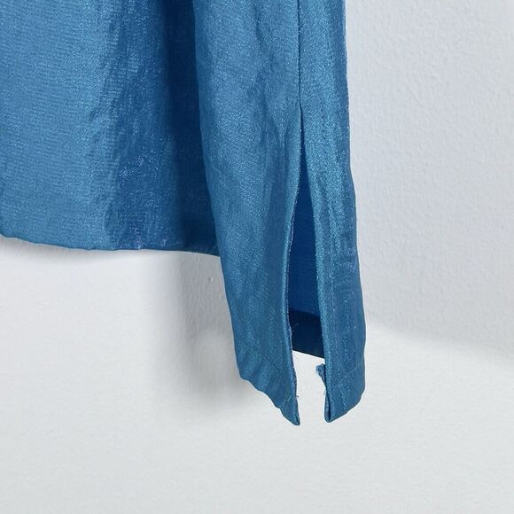 Ali Miles Tunic Top Womens Sz 2X Blue Wire Collar 3/4 Sleeves Button Front - Picture 3 of 11